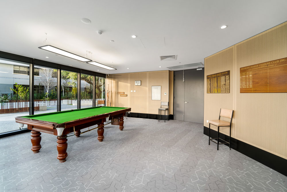 Billiards room inside Seniors Hub