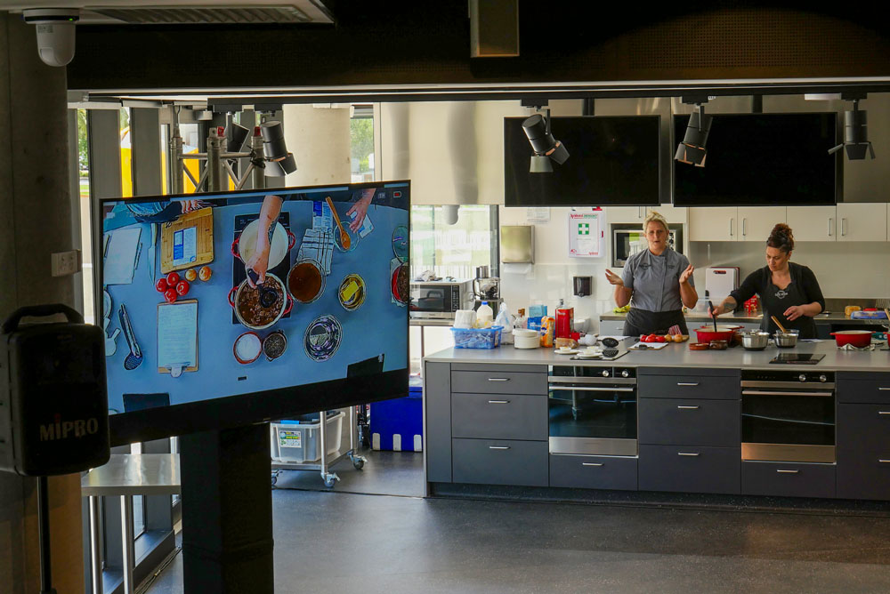 Demonstration Kitchen being used by chef Sophie Budd with live casting functionalities.