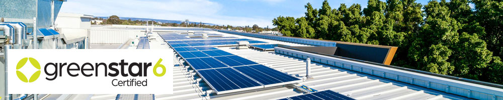 Rooftop solar pannels with greenstar logo