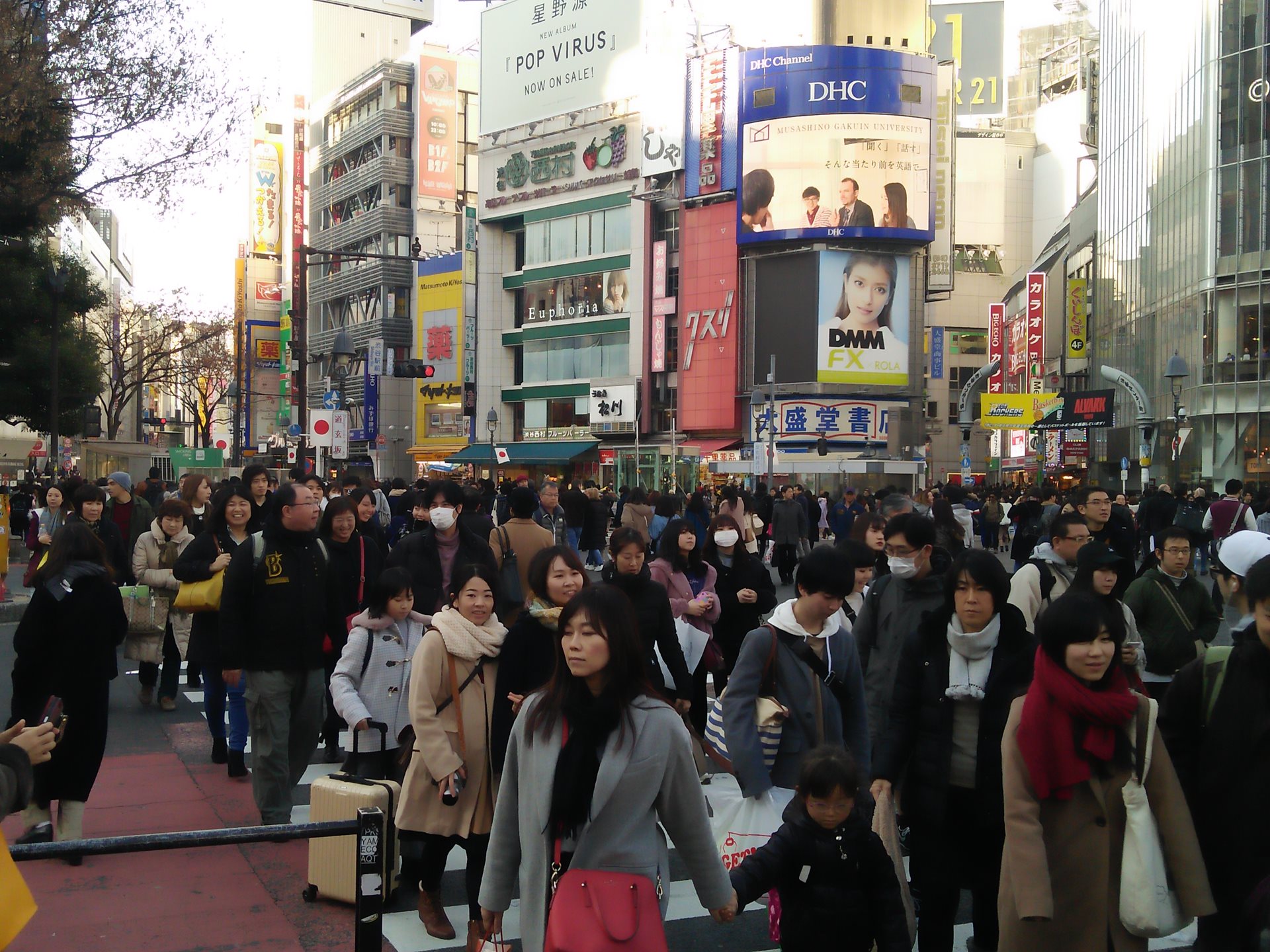 Japanese CBD crowd and advertising